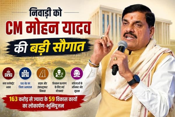 CM Mohan Yadav: निवाड़ी को CM मोहन यादव की बड़ी सौगात, 163 करोड़ से ज्यादा के 59 विकास कार्यों का लोकार्पण-भूमिपूजन